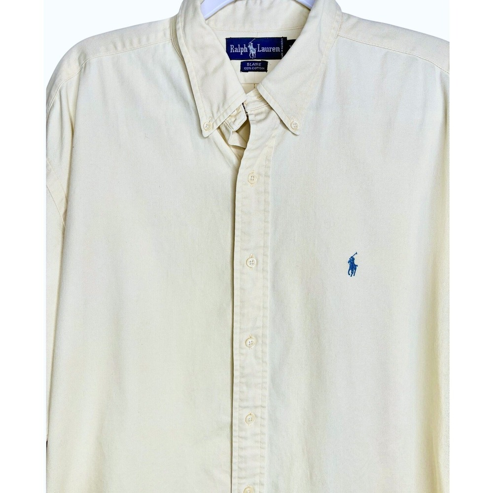 Ralph Lauren Cream Button-Down Shirt with Blue Pony